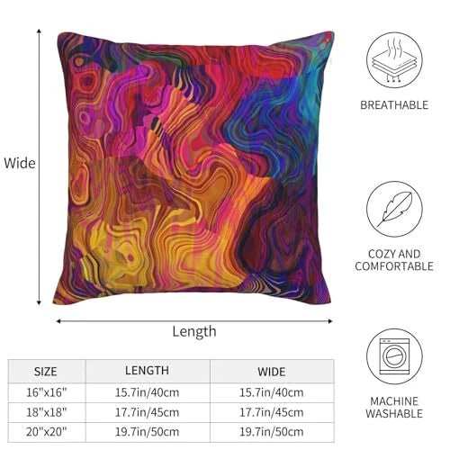 Colorful Abstract Pillow Covers 18 x 18 Set 18" x 18" (Pack of 2) Chaotic Waves