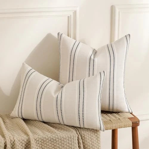 Decorative Navy Pillow Covers 18x18 Striped 18" x 18" (Pack of 2) Navy Blue