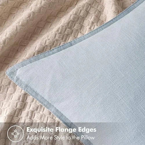 Decorative Linen Euro Sham Pillow Covers6x6 26" x 26" (Pack of 2) 2 Light Blue