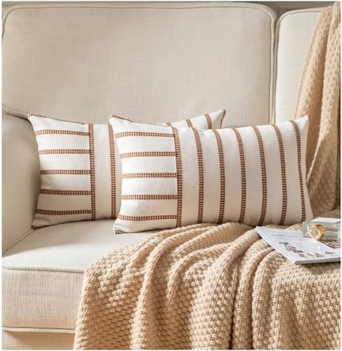 Boho Throw Pillow Covers 12x20 Set of 2 Soft 12" x 20" (Pack of 2) Light Brown