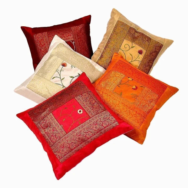 Indian 5 pc Ethic Embroidered Decorative Sofa Throw Pillow Cushion Cover Boho