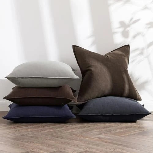 Decorative Linen Euro Sham Pillow Covers4x4 24" x 24" (Pack of 2) 2 Dark Gray