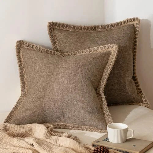 DecorativeThrow Pillow Covers 18x18 Pack of 2 18" x 18" (Pack of 2) Brown