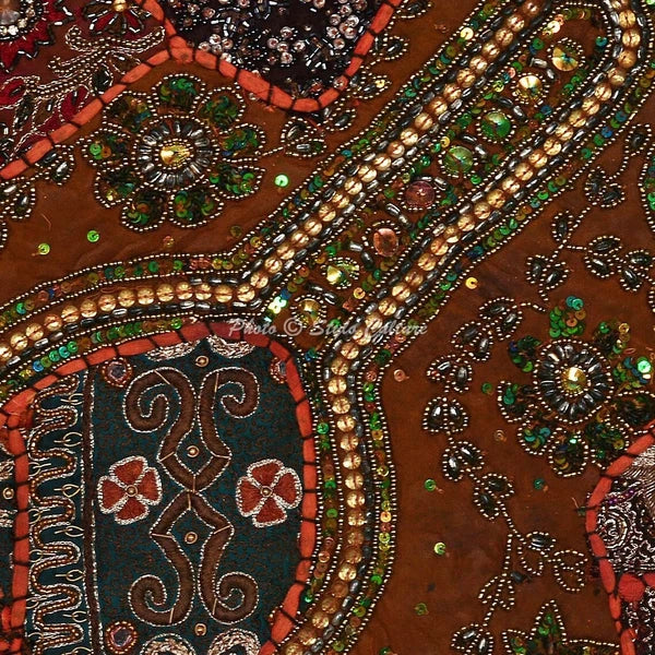 Home Decor Pillow Cover Beaded Bohemian Boho Cushion Cover Throw 16 x 16 in