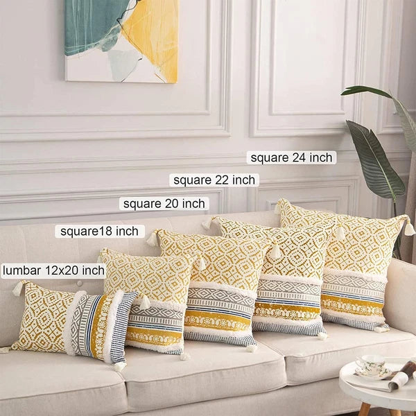 Boho Tufted Decorative Throw Pillow Covers for Couch Sofa - Modern Moroccan Pill