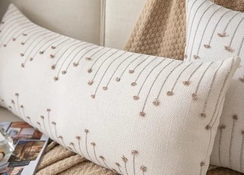 Boho Lumbar Pillow Cover 14x36 Long Pack of 1 14" x 36" (Pack of 1) Tan Beige