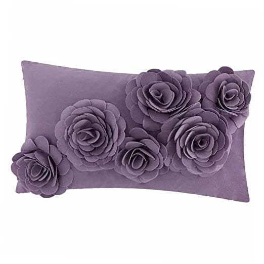 Flower Throw Pillow Covers Aesthetic Decorative Velvet Floral Accent Purple