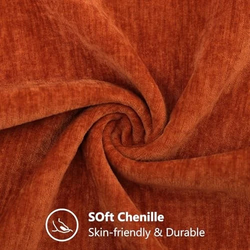 Chenille Fall Throw Pillow Covers 12x20 Inch Set of 20" x 12" (Pack of 2) Rust