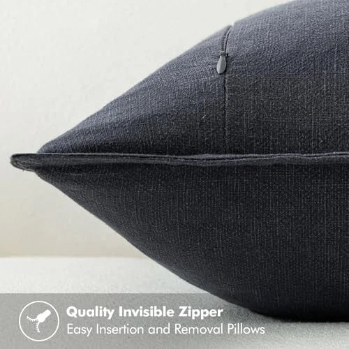 Decorative Linen Euro Sham Pillow Covers4x4 24" x 24" (Pack of 2) 2 Dark Gray