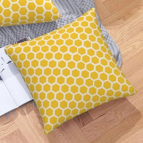 Bee Honeycombs Throw Pillow Covers 18x18 Set of 2 18" x 18" (Pack of 2) Yellow