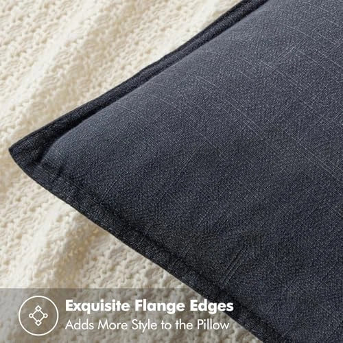Decorative Linen Euro Sham Pillow Covers4x4 24" x 24" (Pack of 2) 2 Dark Gray
