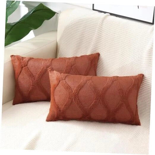 Fall Throw Pillow Covers 12x20 Inch Set of 2, Soft 20" x 12" (Pack of 2) Rust