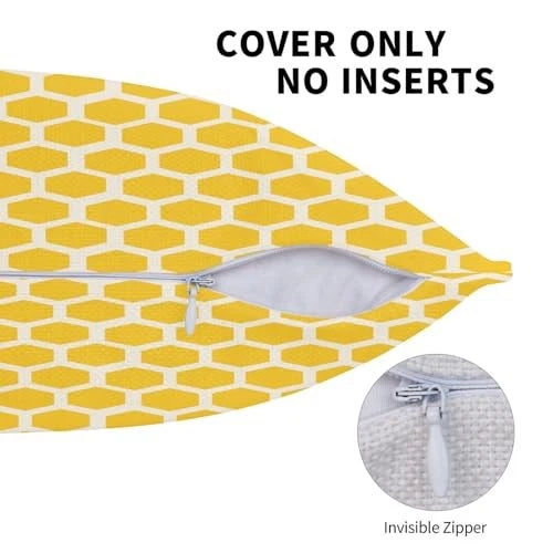 Bee Honeycombs Throw Pillow Covers 18x18 Set of 2 18" x 18" (Pack of 2) Yellow