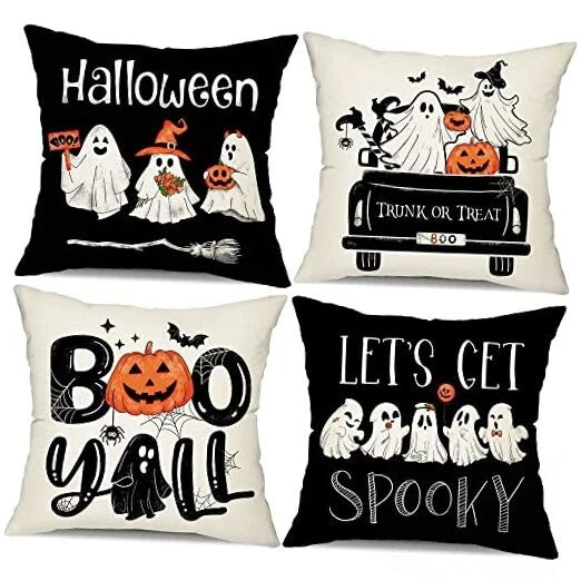 Halloween Pillow Covers 18x18 inch Set of 4 and 18" x 18" (Pack of 4) Black