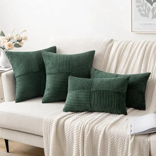 Corduroy Pillow Covers Pack of 2 Boho 20" x 20" (Pack of 2) Army Green