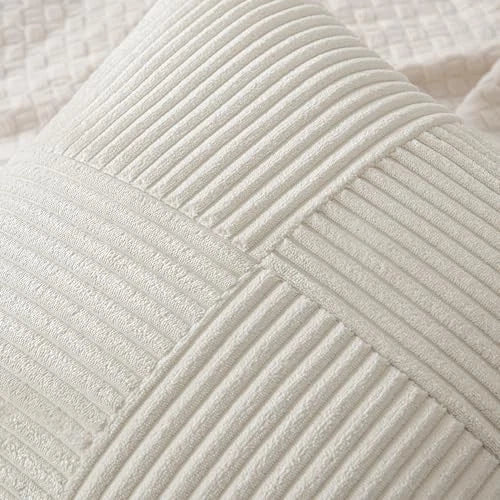 Corduroy Pillow Covers Pack of 2 Boho Decorative 16" x 16" (Pack of 2) Beige