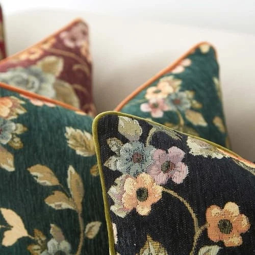 Boho Floral Pillow Covers 26x26 Inch Set of 2 26" x 26" (Pack of 2) Black