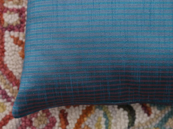 Ethnic 16 " Striped Indian Dupioni Brocade Silk Pillow/Cushion Cover Light Green