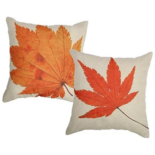 Fall Pillow Covers, Maple Leaves 18" Pillow Cover, Autumn Decorative Yellow