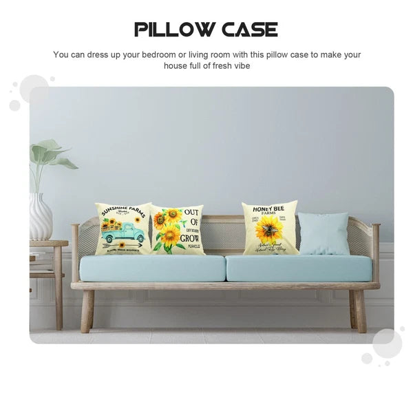 3 Pcs Throw Pillow Case Sunflower Cushion Pillows for Sofa Pillowcase