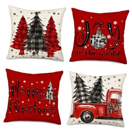Merry Christmas Pillow Covers 20x20 Inch 20"x20" S Christmas Tree Red Truck