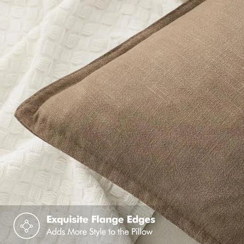 Decorative Linen Pillow Covers8x8 Inch Boho 28" x 28" (Pack of 2) 2 Khaki