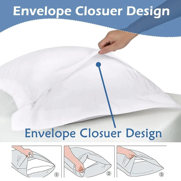 European Square Pillow Shams Set – White Solid Egyptian Cotton Envelope Closu...