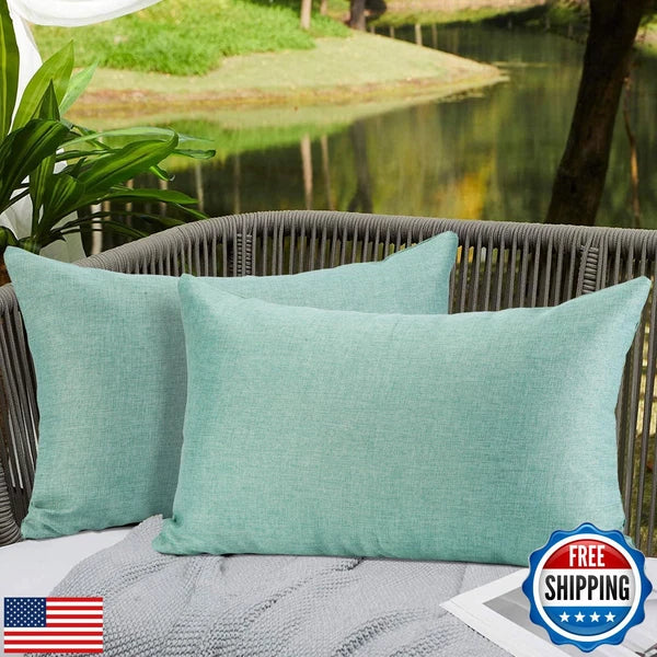 OTOSTAR Pack of 2 Decorative Outdoor Waterproof Throw Pillow Covers 12x20 Inc