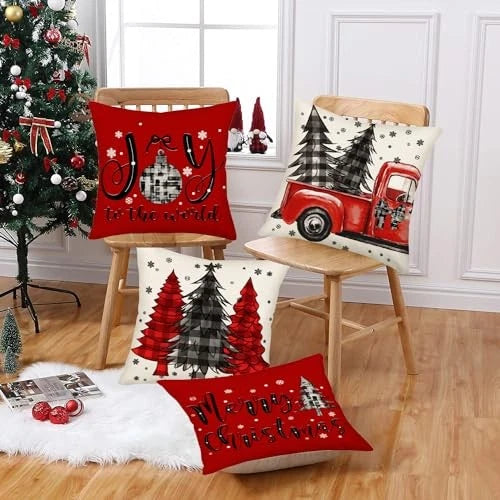 Merry Christmas Pillow Covers 20x20 Inch 20"x20" S Christmas Tree Red Truck