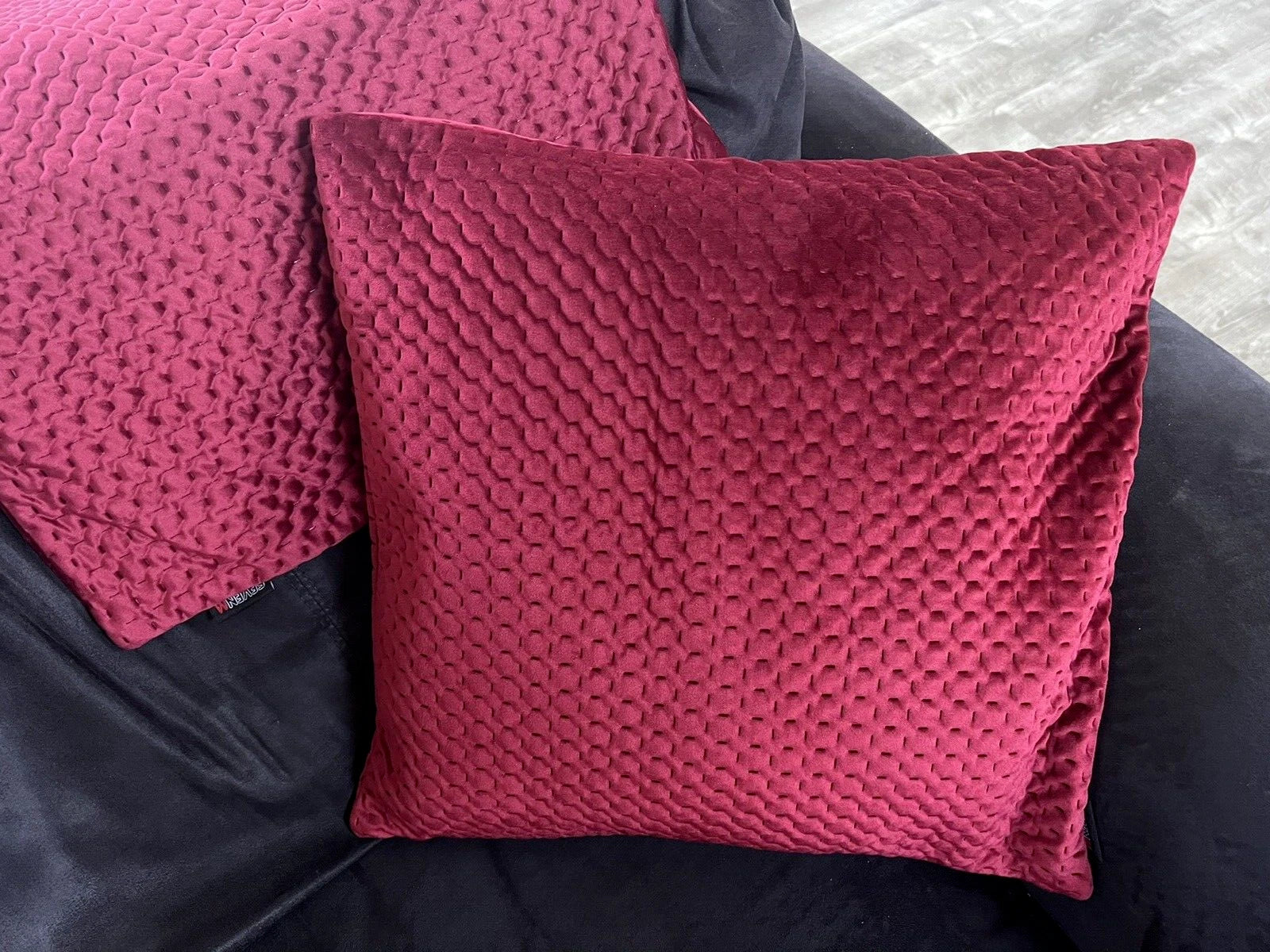 Set of 2 Burgundy Decorative Throw Pillow Covers Modern Solid Outdoor 17"x17"