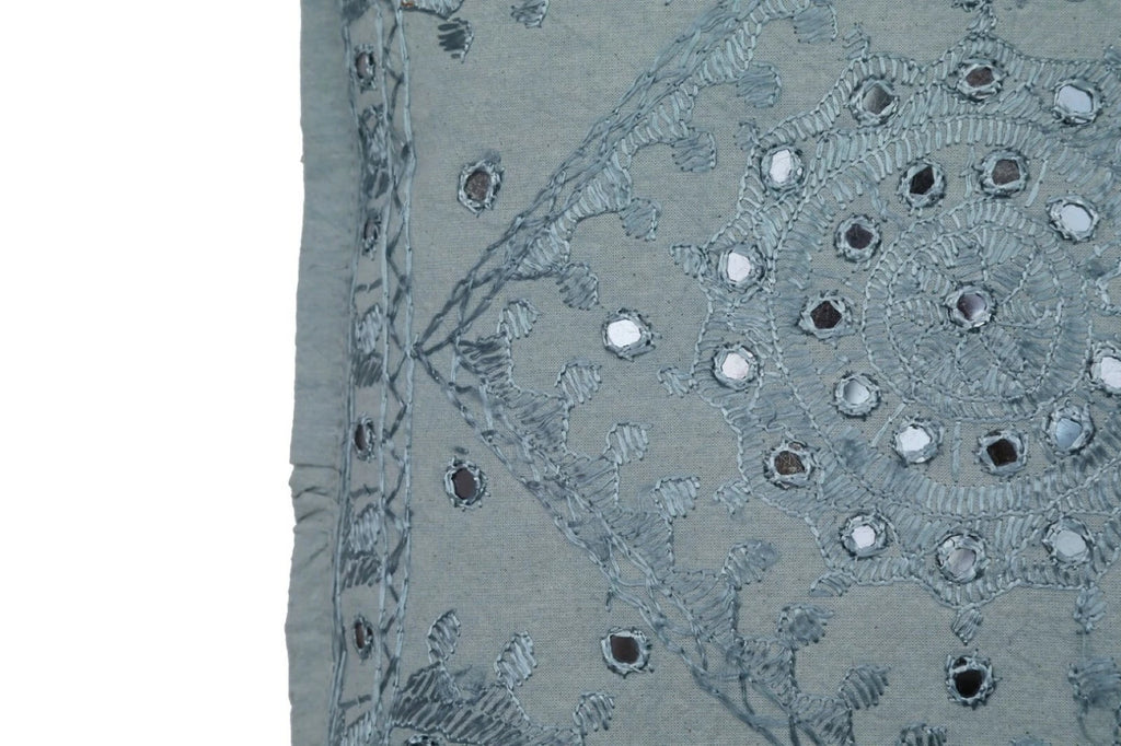 16" Decorative Mirror Embroidered Pucca Cushion Pillow-Cover Sofa Throw Blue