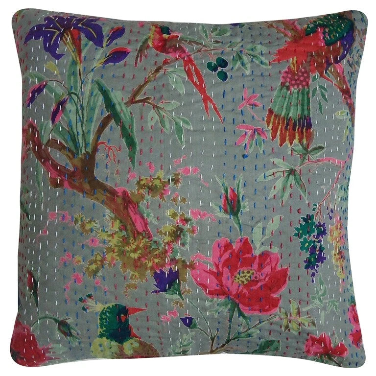 Pillow Cover Indian Handcrafted Bird Decor Car Sofa Cushion Case 16 x 16 in