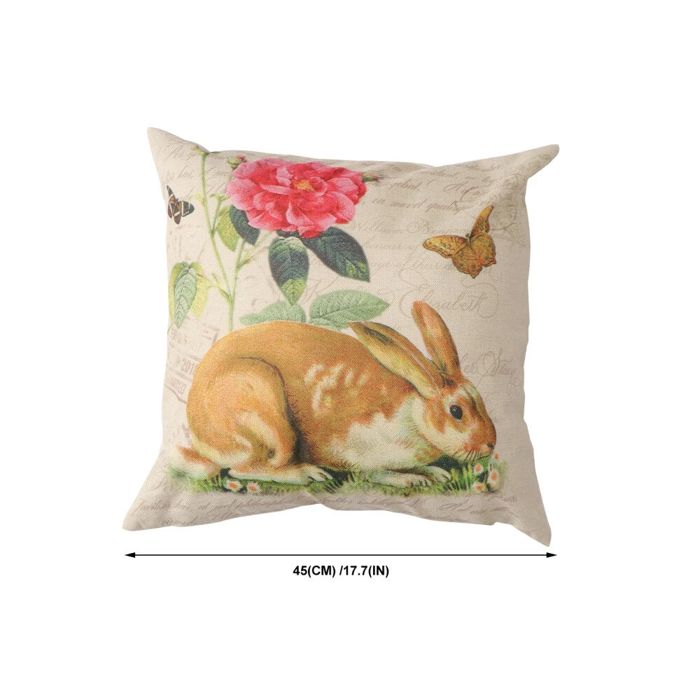 Easter Throw Pillow Cover Cushion Cover Floral Printing Pillow Case