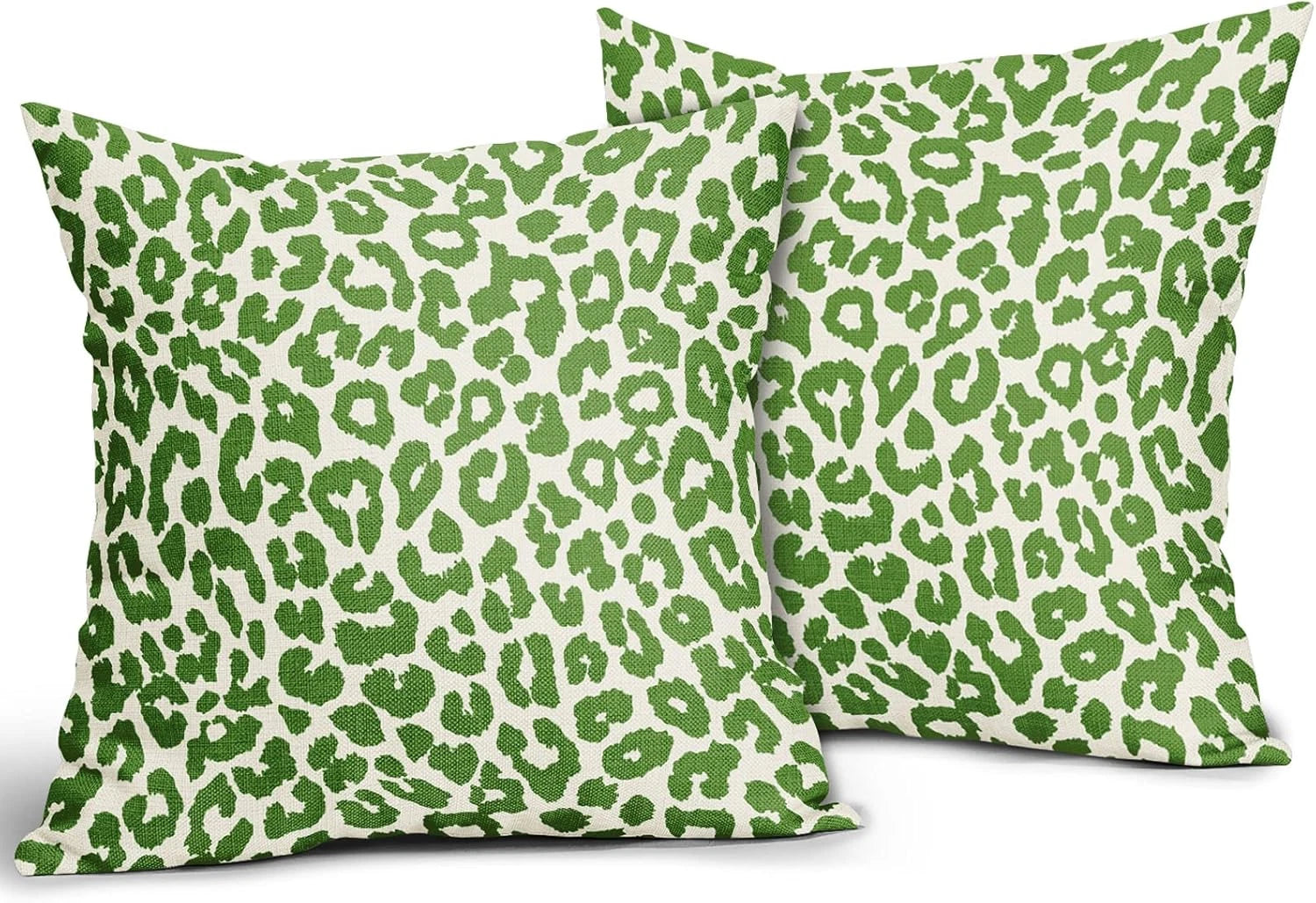 Lime Green Leopard Print Pillow Covers 18X18 Set of 2 Preppy Room Decor Cheetah