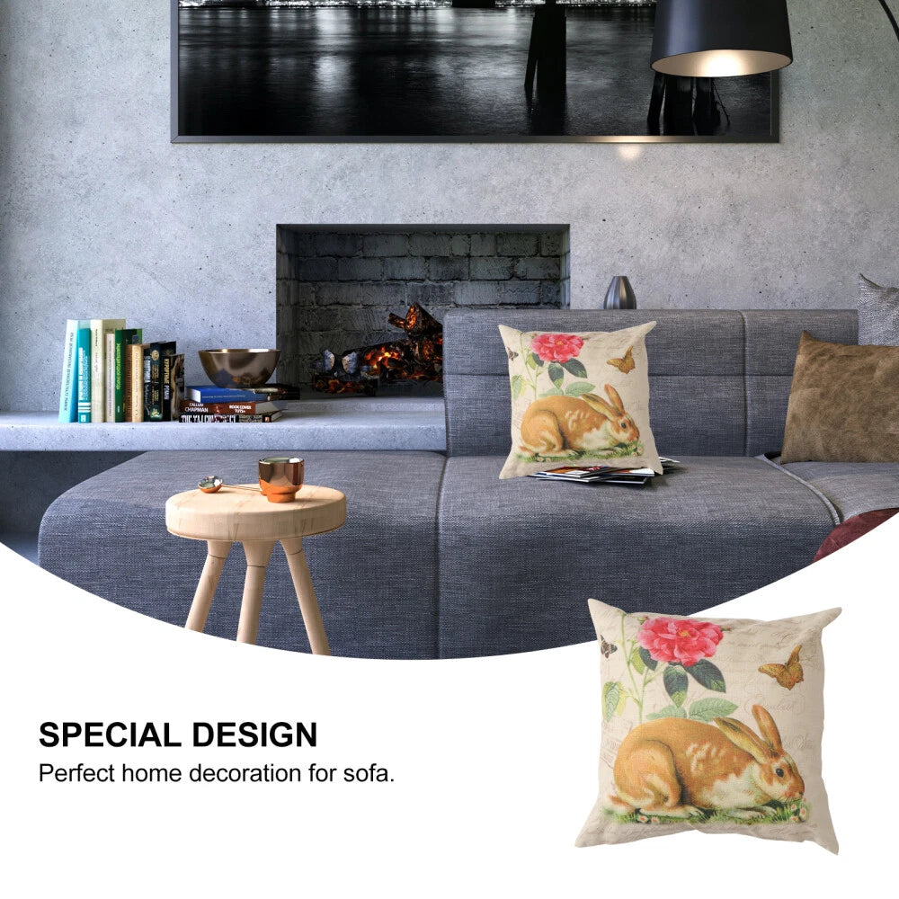 Easter Throw Pillow Cover Cushion Cover Floral Printing Pillow Case