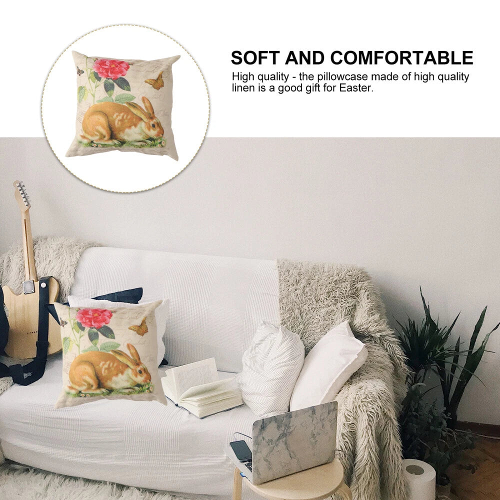 Easter Throw Pillow Cover Cushion Cover Floral Printing Pillow Case