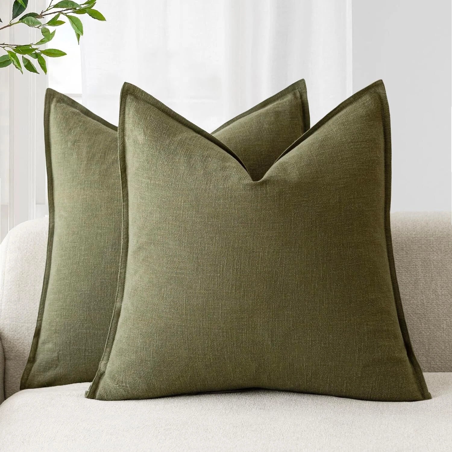 Versatile Olive Green Decorative Pillow Covers - 2pcs 18x18 Inch for Home Style
