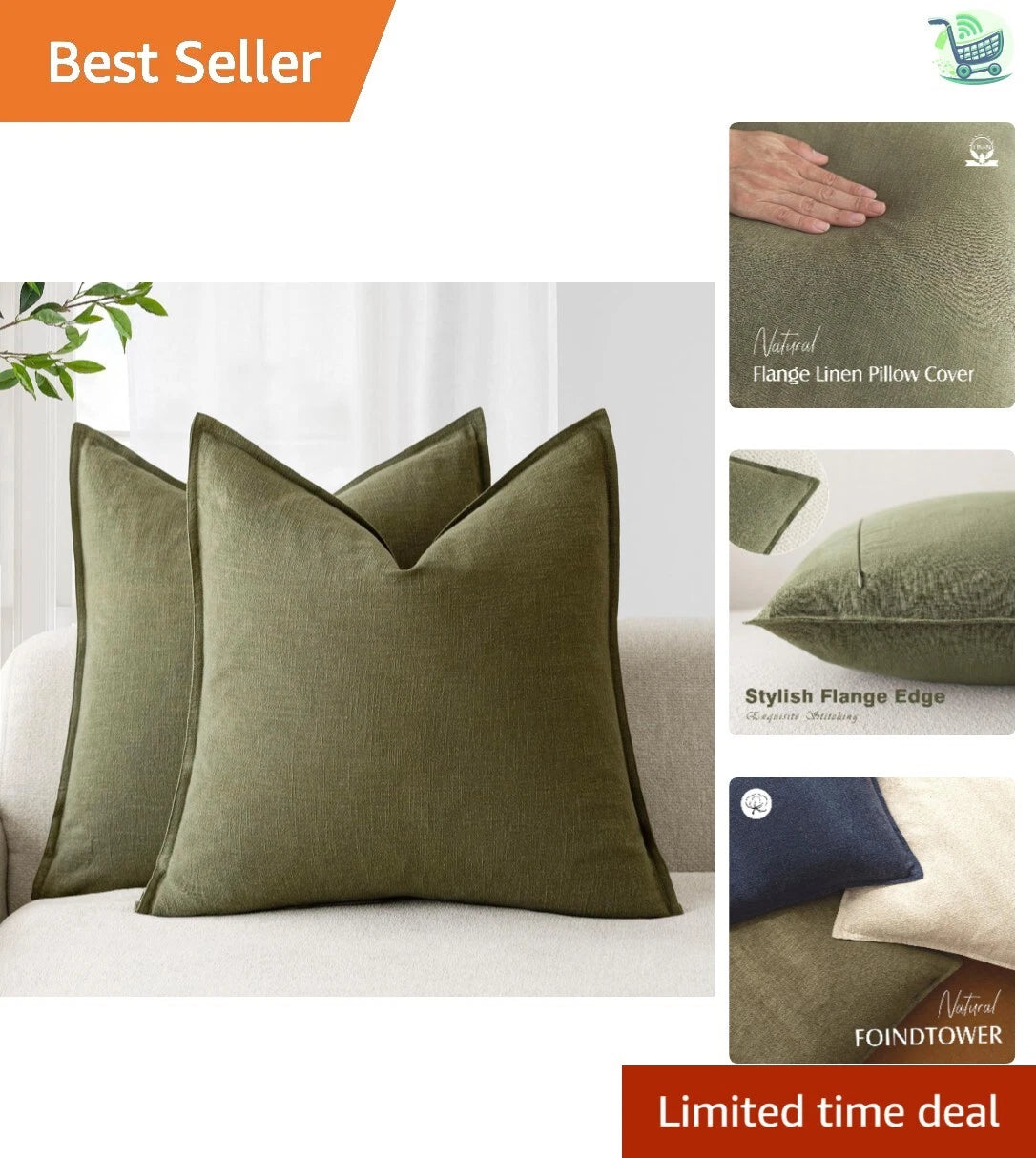 Versatile Olive Green Decorative Pillow Covers - 2pcs 18x18 Inch for Home Style