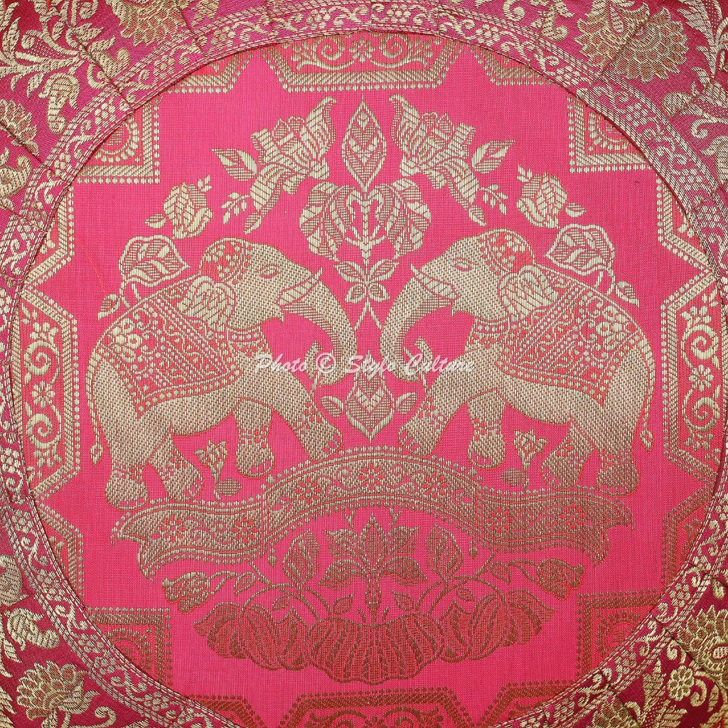 Pink Cushion Cover Brocade Jacquard Gypsy Bohemian Elephant Tribal Hippie Pillow