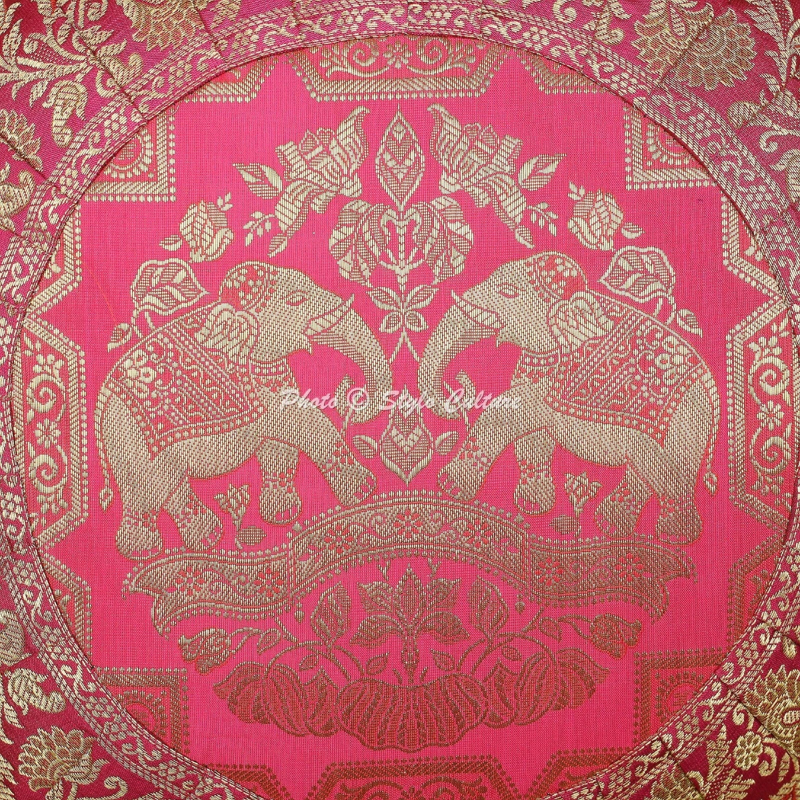 Pink Cushion Cover Brocade Jacquard Gypsy Bohemian Elephant Tribal Hippie Pillow
