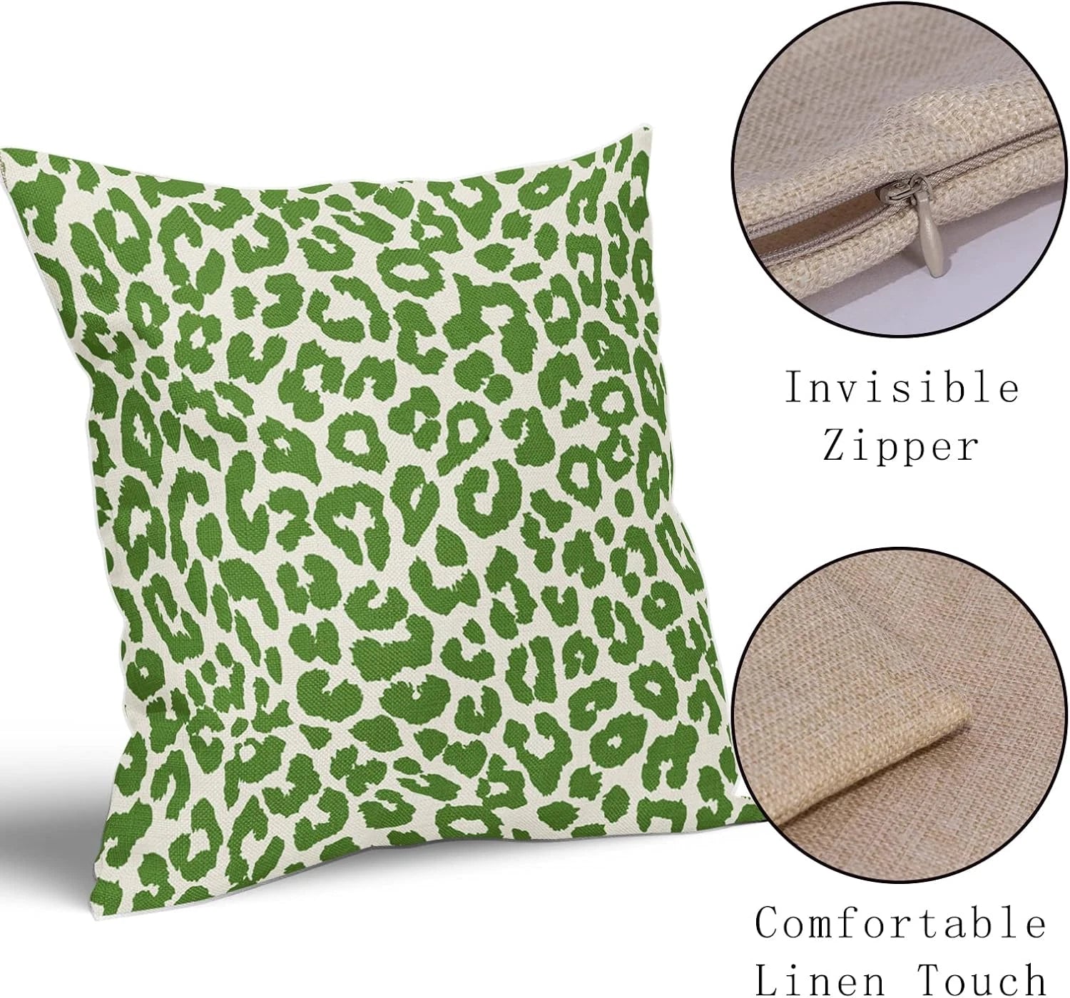 Lime Green Leopard Print Pillow Covers 18X18 Set of 2 Preppy Room Decor Cheetah