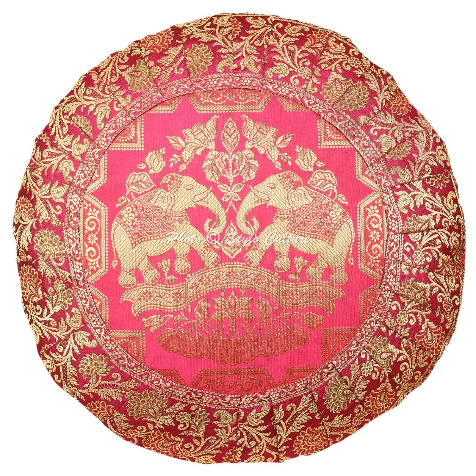 Pink Cushion Cover Brocade Jacquard Gypsy Bohemian Elephant Tribal Hippie Pillow