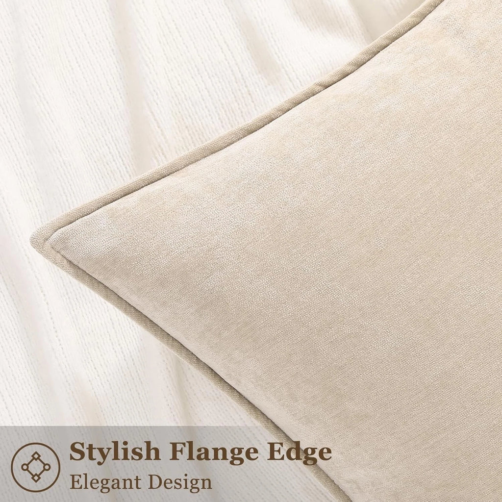 decorUhome Couch Throw Pillow 18" x (Pack of 2), Natural Beige