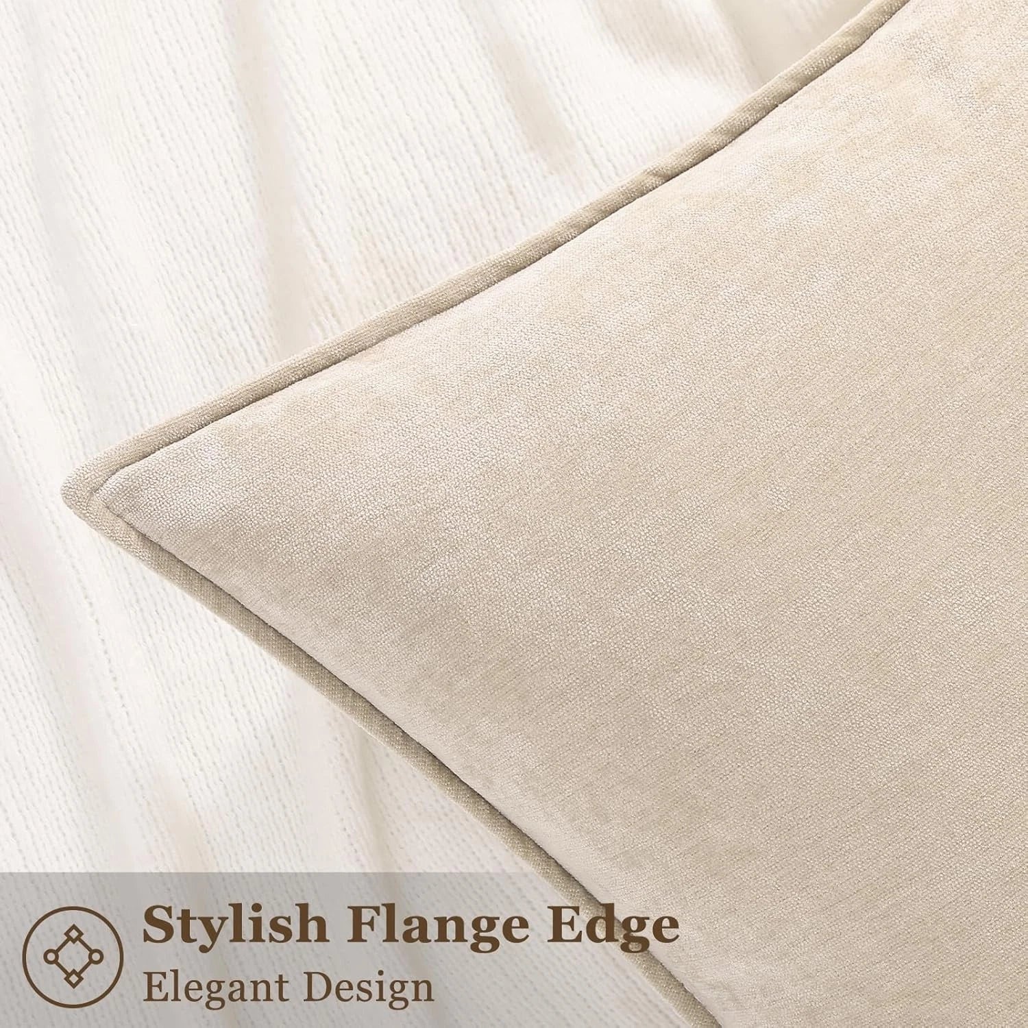 decorUhome Couch Throw Pillow 18" x (Pack of 2), Natural Beige