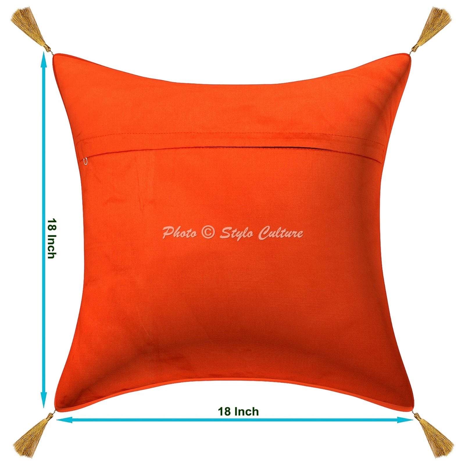 Orange Cushion Cover Brocade Jacquard Gypsy Handmade Tribal Ethnic Hippie Pillow