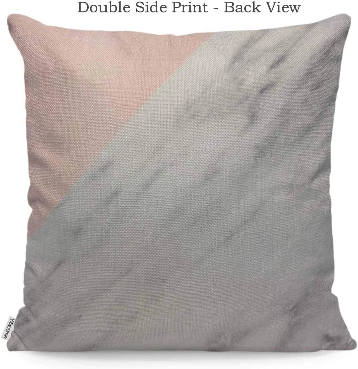 Pillow Cover Marble Pattern White Pink - Soft Linen Pillow Case for Decorative B