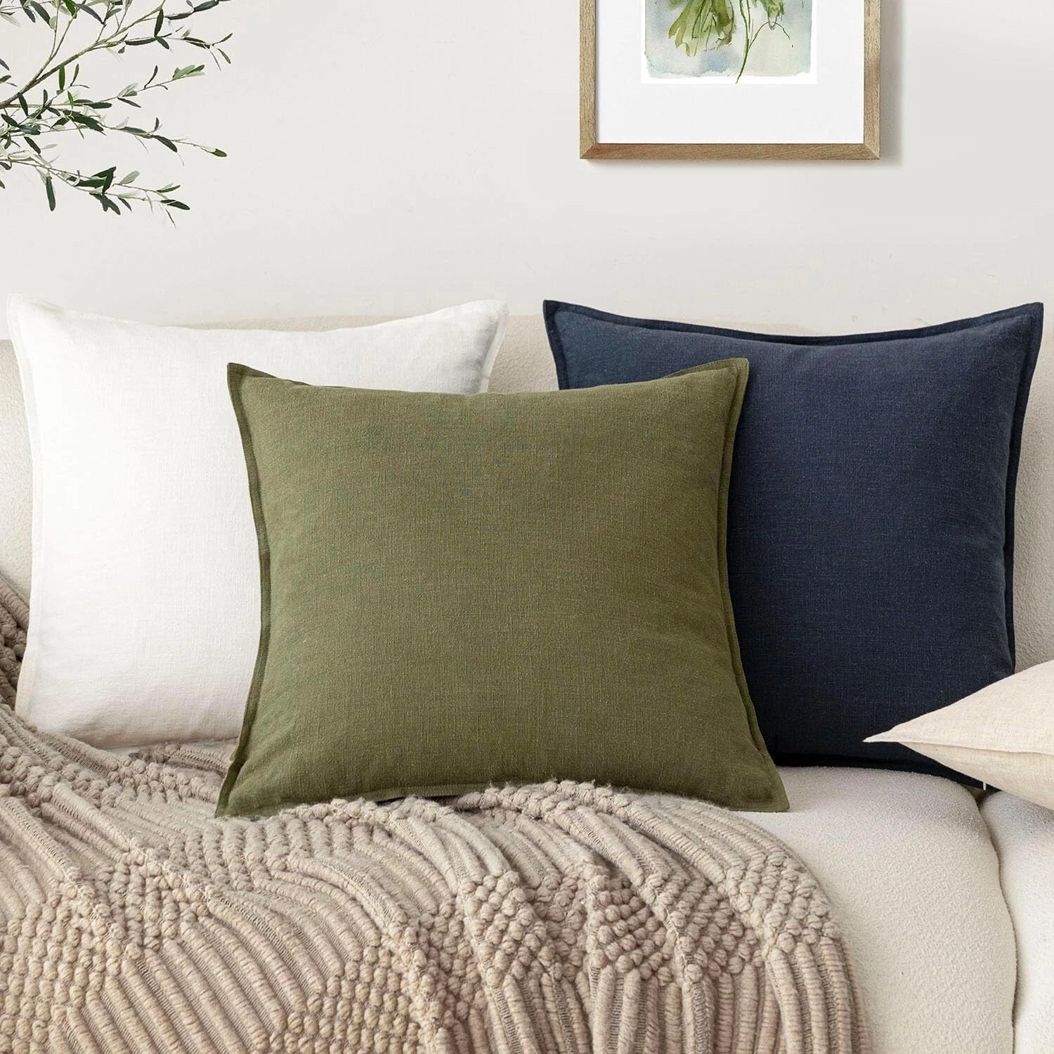 Versatile Olive Green Decorative Pillow Covers - 2pcs 18x18 Inch for Home Style