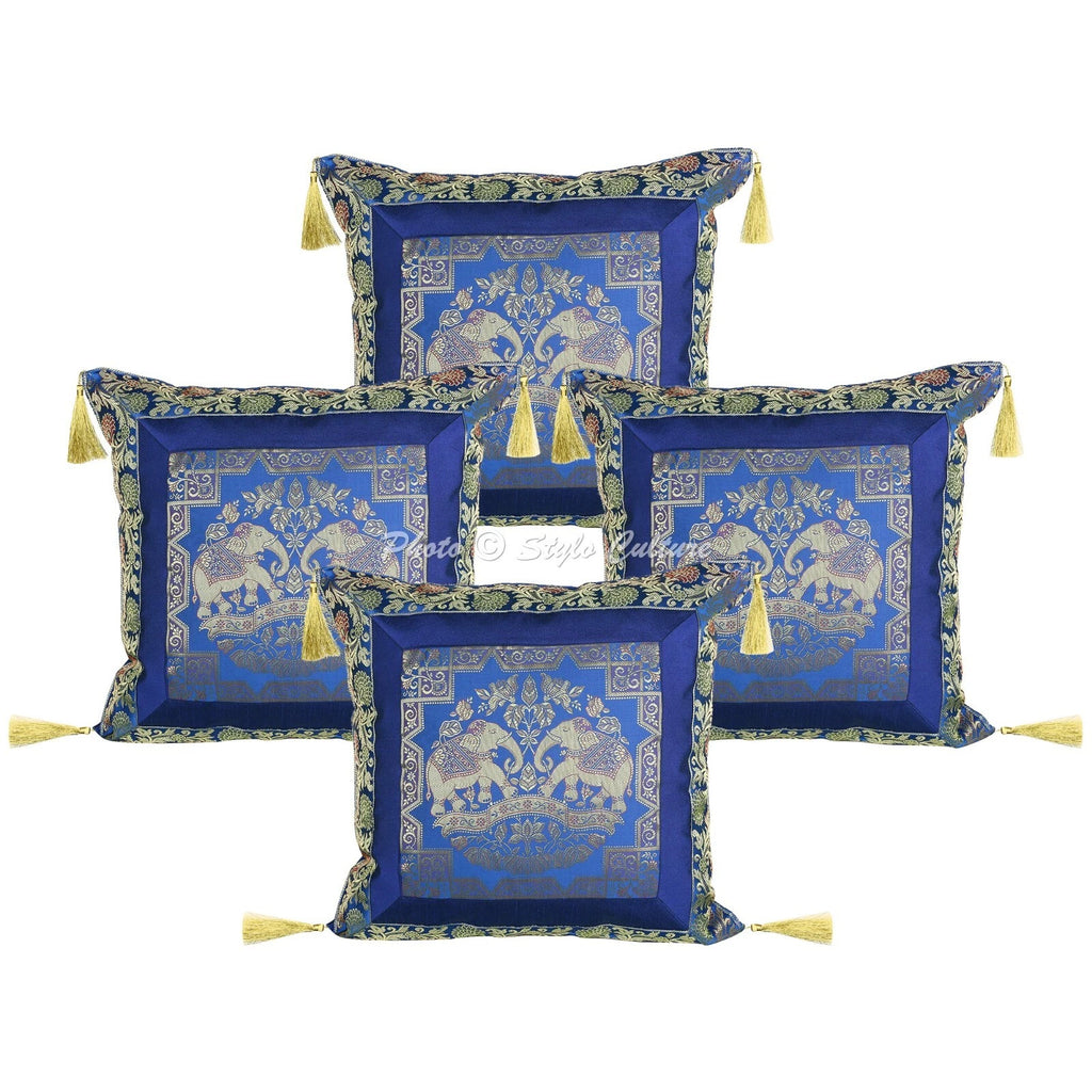 Art Decor Floor Cushion Brocade Jacquard Elephant Hippie Gypsy Pillow Meditation