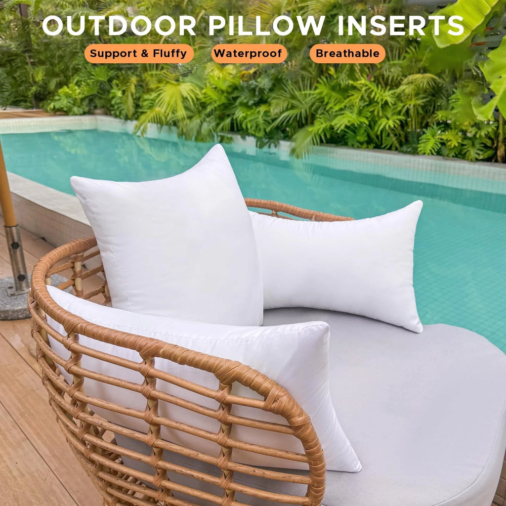 16 x 16 Outdoor Pillow Inserts Set of 2 Square Throw Pillow Inserts Waterproo...