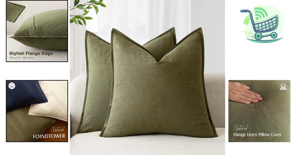 Versatile Olive Green Decorative Pillow Covers - 2pcs 18x18 Inch for Home Style